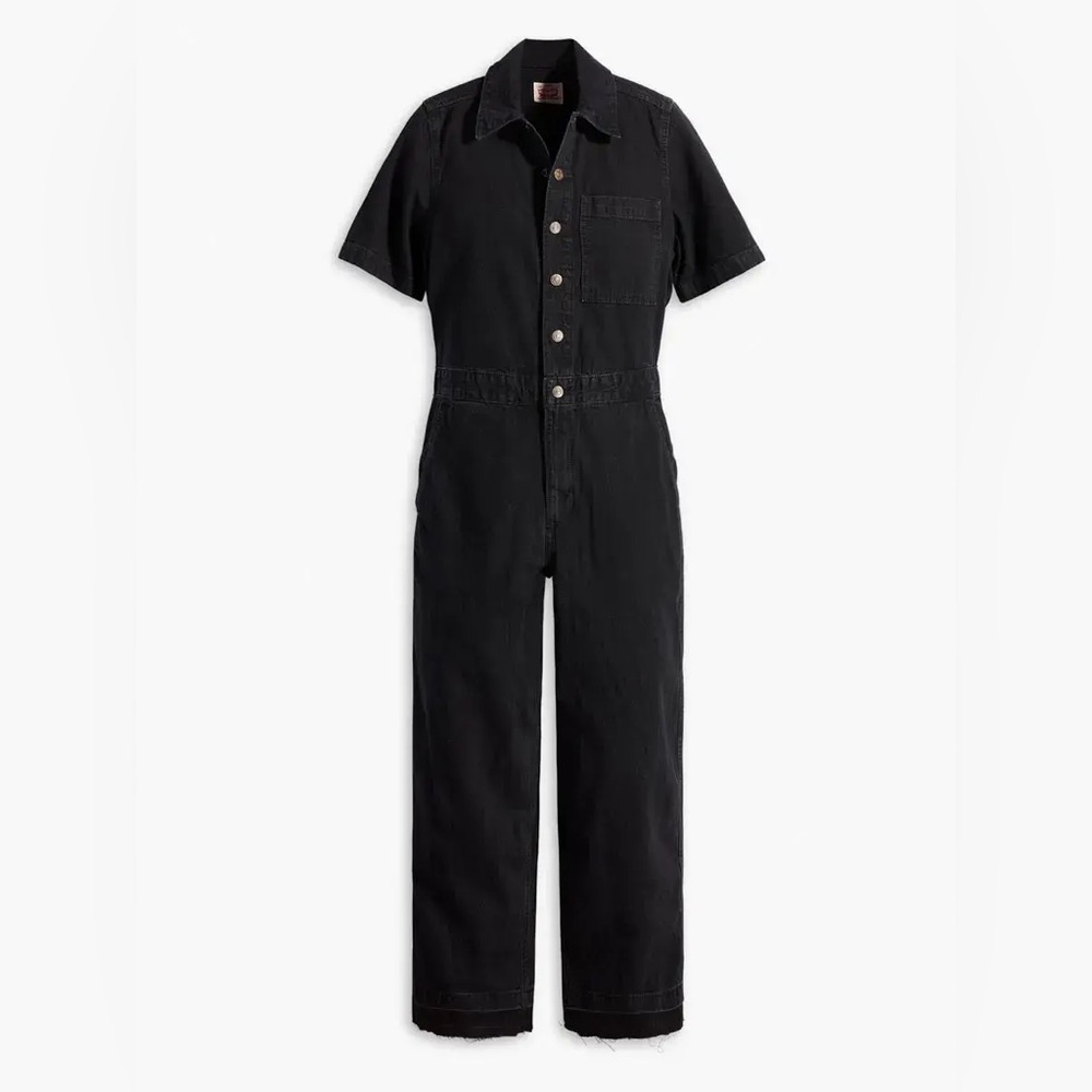 LEVI'S SHORT-SLEEVE HERITAGE JUMPSUIT BLACK WOMEN'S MEDIUM NWT COTTON